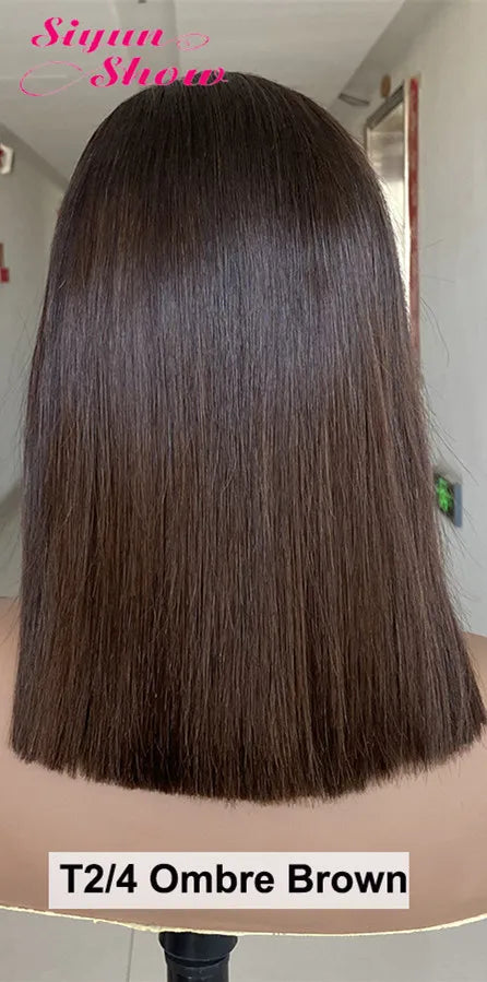 Raw Vietnamese Pre Plucked Ombre Brown Bone Straight Bob Unit