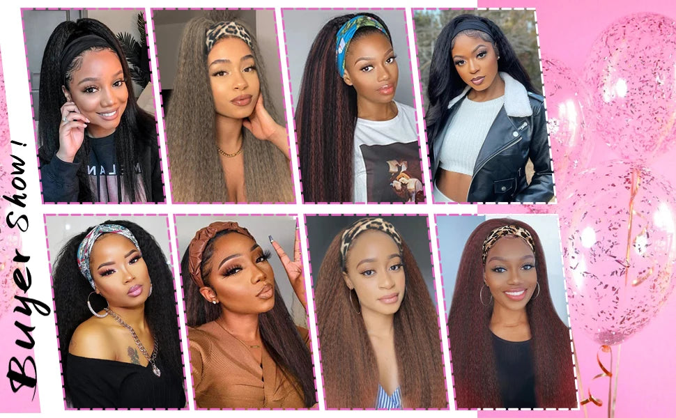 Natural Color Kinky Straight Headband Unit