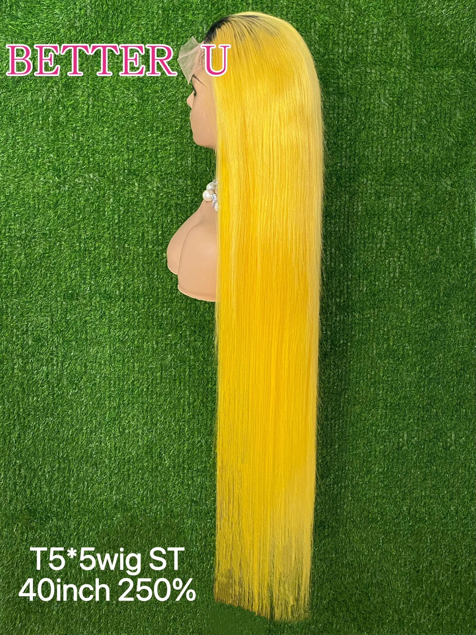 Pre-Plucked Dark Root Yellow Straight Unit