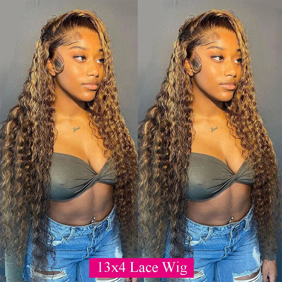 P4/27 (Brown) Blonde Highlight Ombre Water Wave Unit