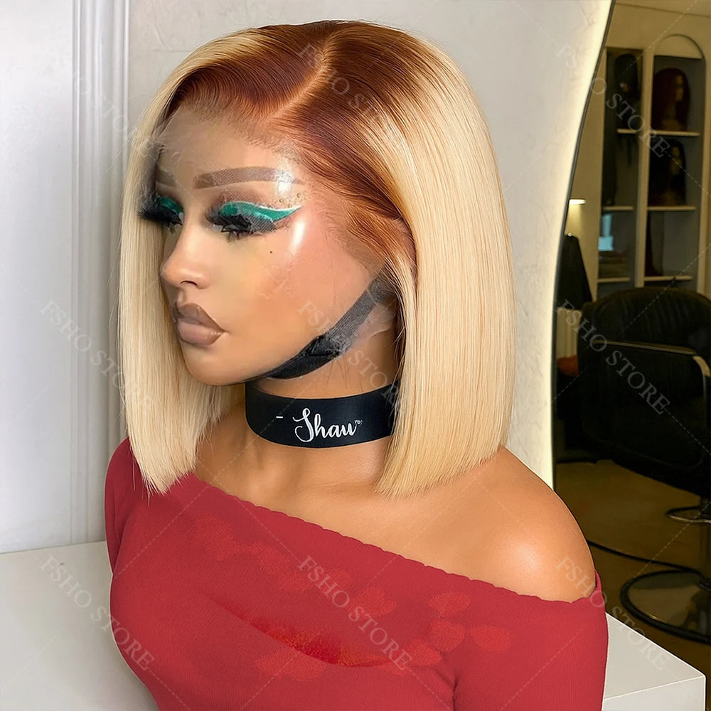 Highlight Short Bob with Dark Roots
