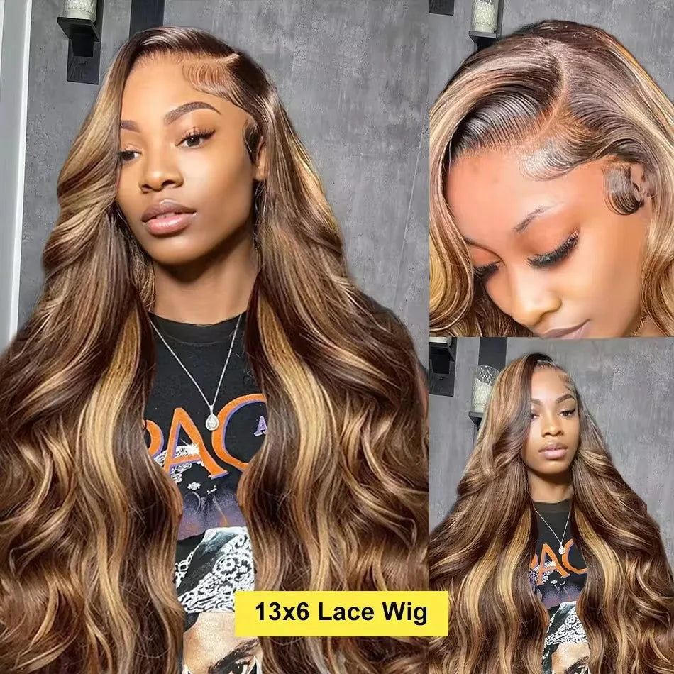 Honey Blonde Highlight Glueless Body Wave Unit