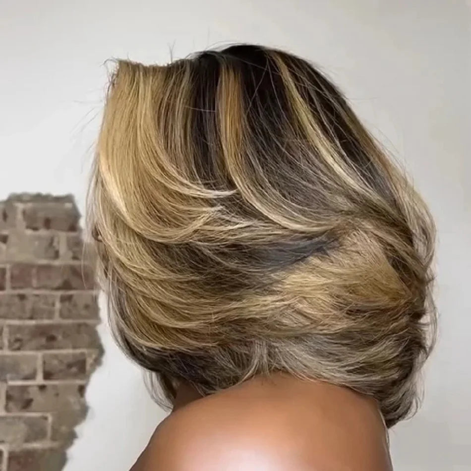 Brown/Blonde Highlighted Bob Unit