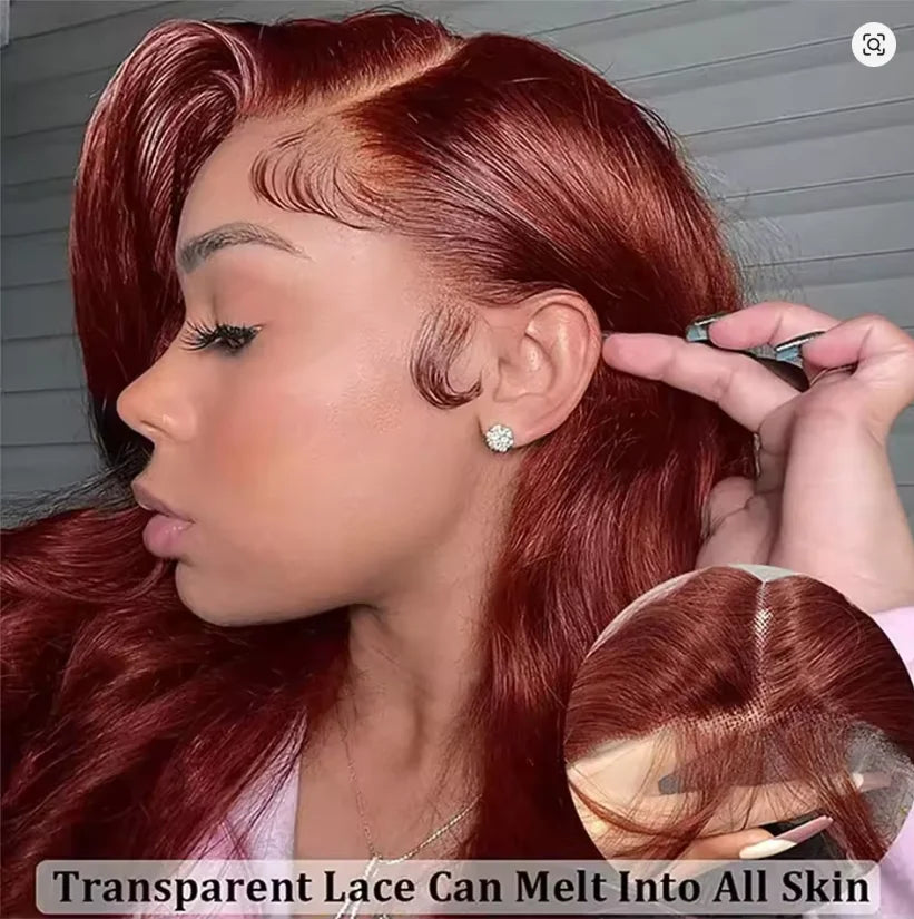 Glueless Reddish Brown Body Wave Unit