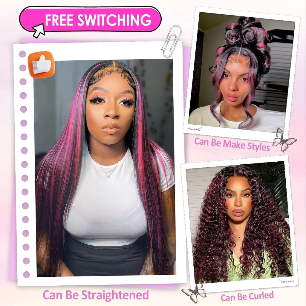 1B/Pink Ombre Pre Plucked Highlight Unit