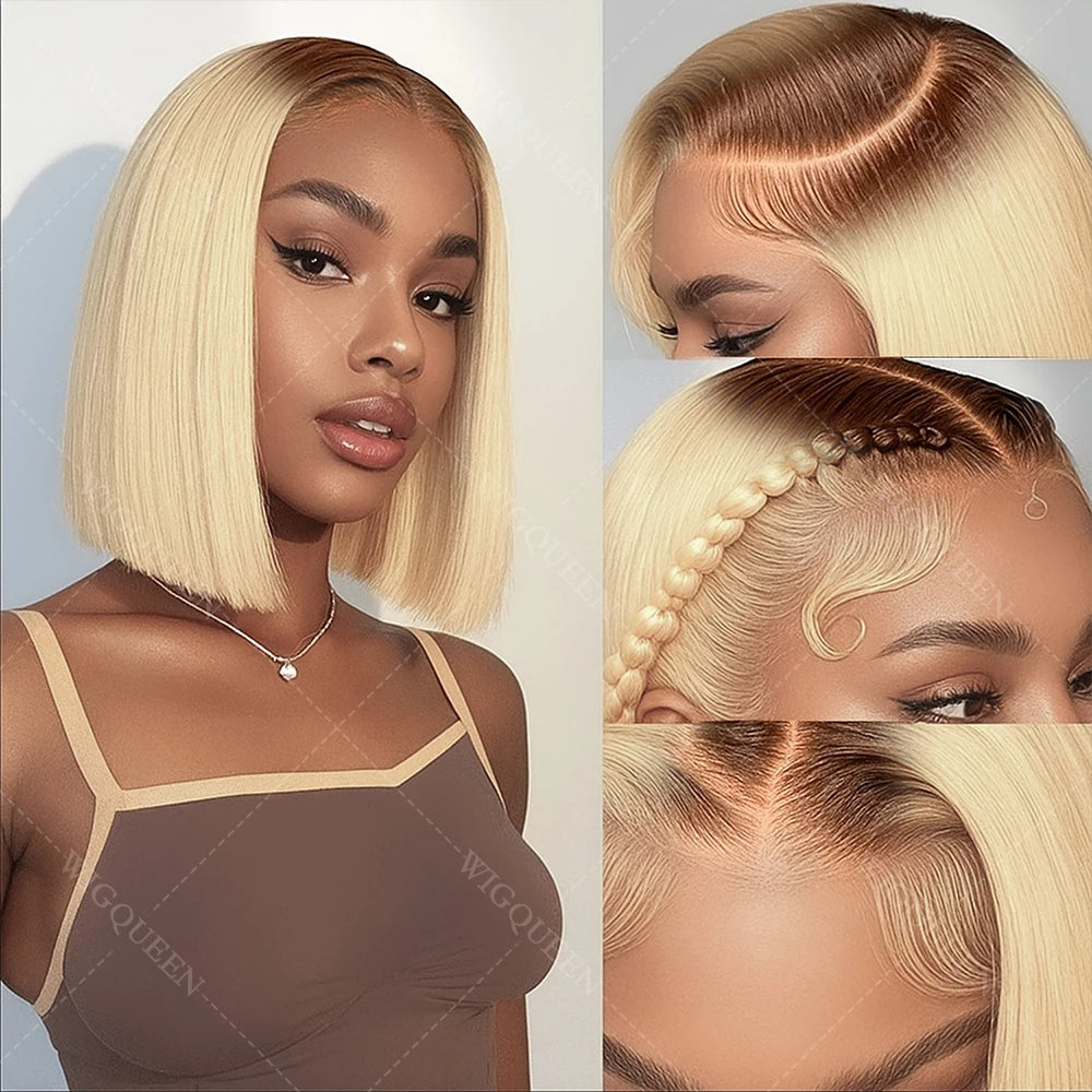 Highlight Short Bob with Dark Roots