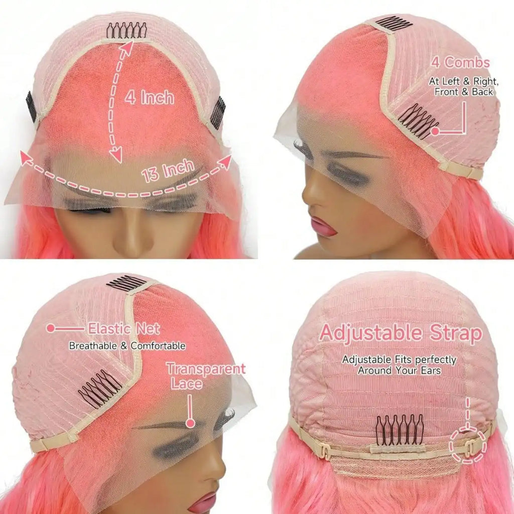 Pre Plucked Glueless Gradient Pink Curly Unit with Baby Hair