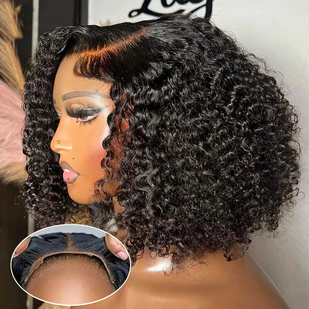 Ready to Wear Natural Color Glueless Pre-Plucked Kinky Curly Bob
