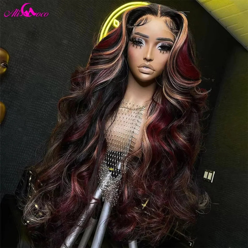 Ready to Wear Black Red Blonde Highlight Body Wave Unit