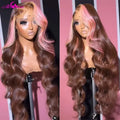 Chocolate Brown Pink Highlighted Body Wave Unit