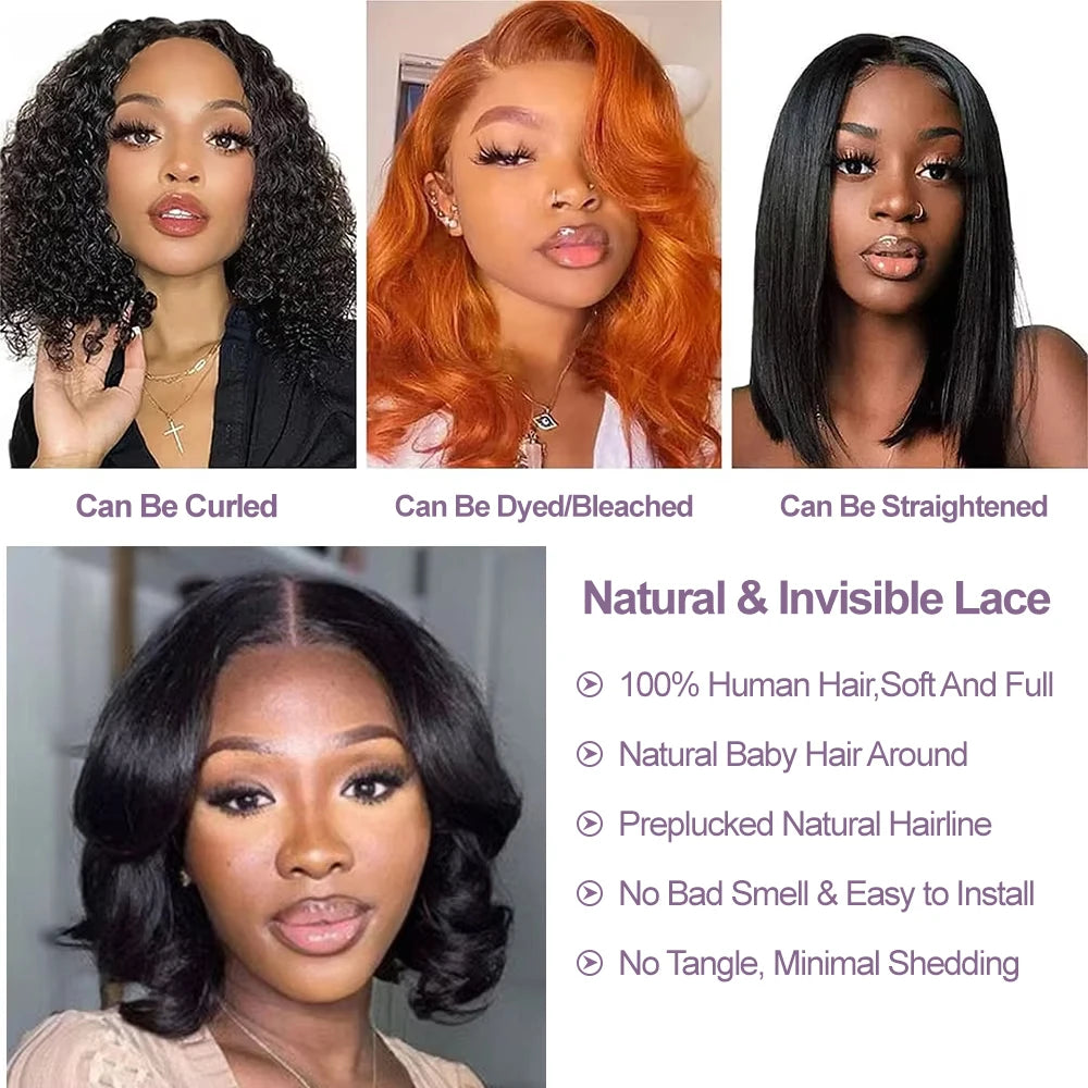 Natural Color Glueless Pre-Plucked Body Wave Bob Unit