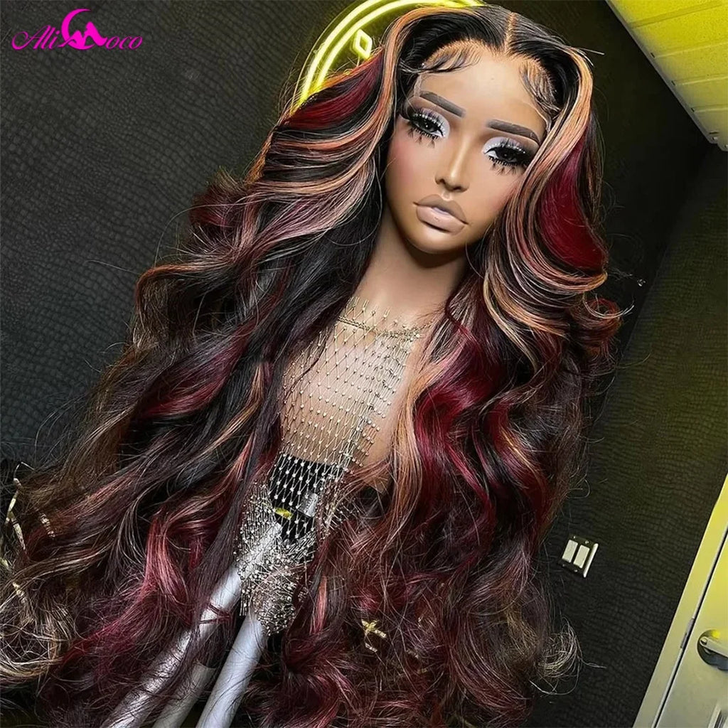 Ready to Wear Black Red Blonde Highlight Body Wave Unit