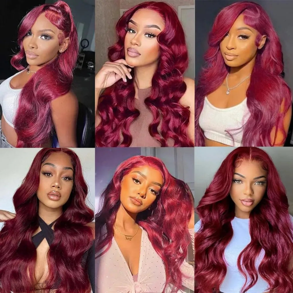 Pre Plucked 99J Burgundy Body Wave Unit