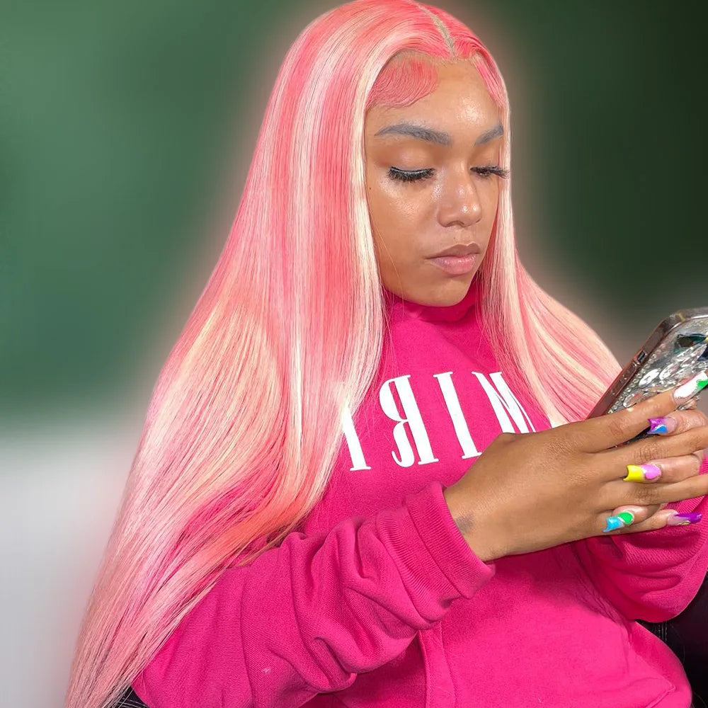 Pre-Plucked Highlight Pink & Blonde Straight Unit
