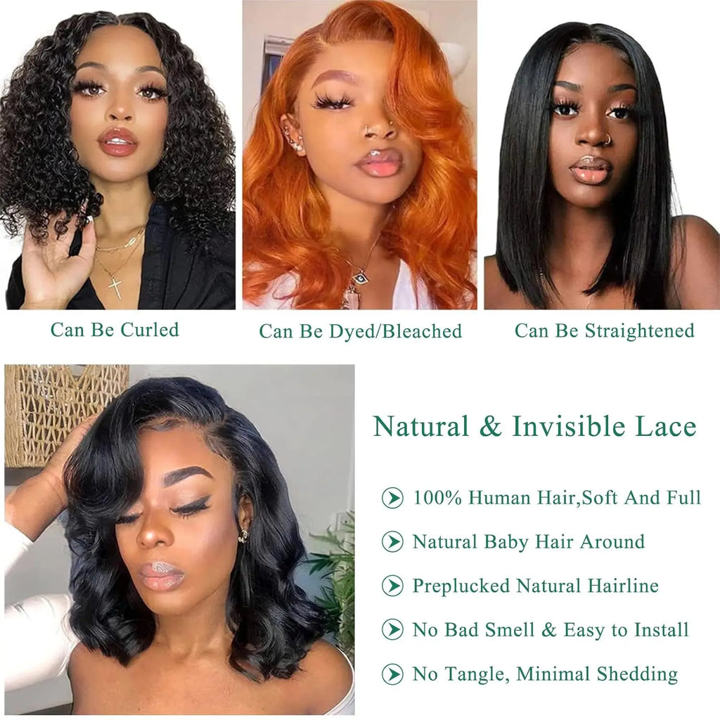 Natural Body Wave Short Bob Unit