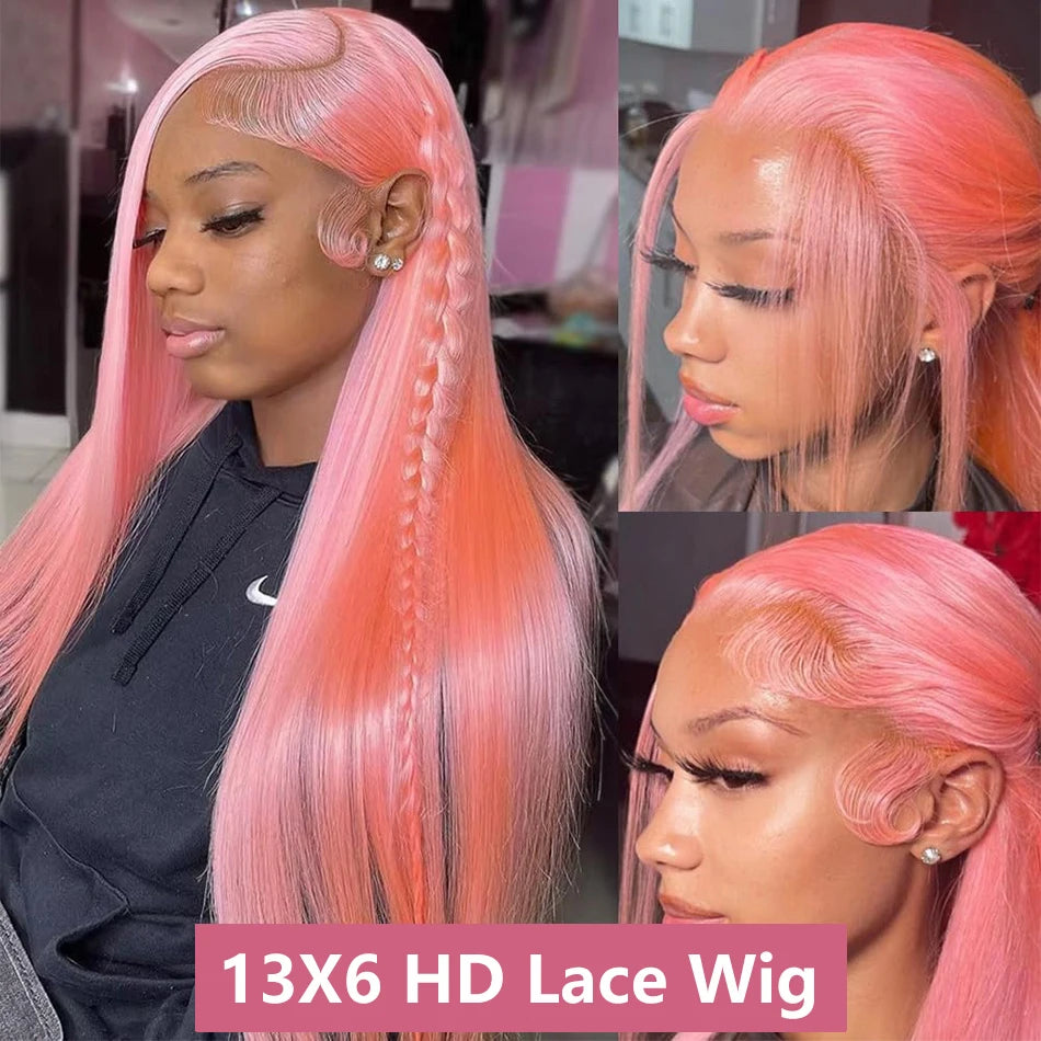Pink Straight Human Hair Unit