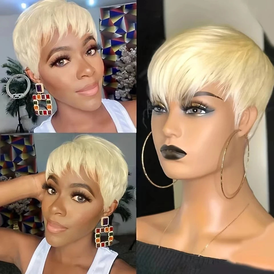 Blonde 613 Short Pixie Cut Bang Unit