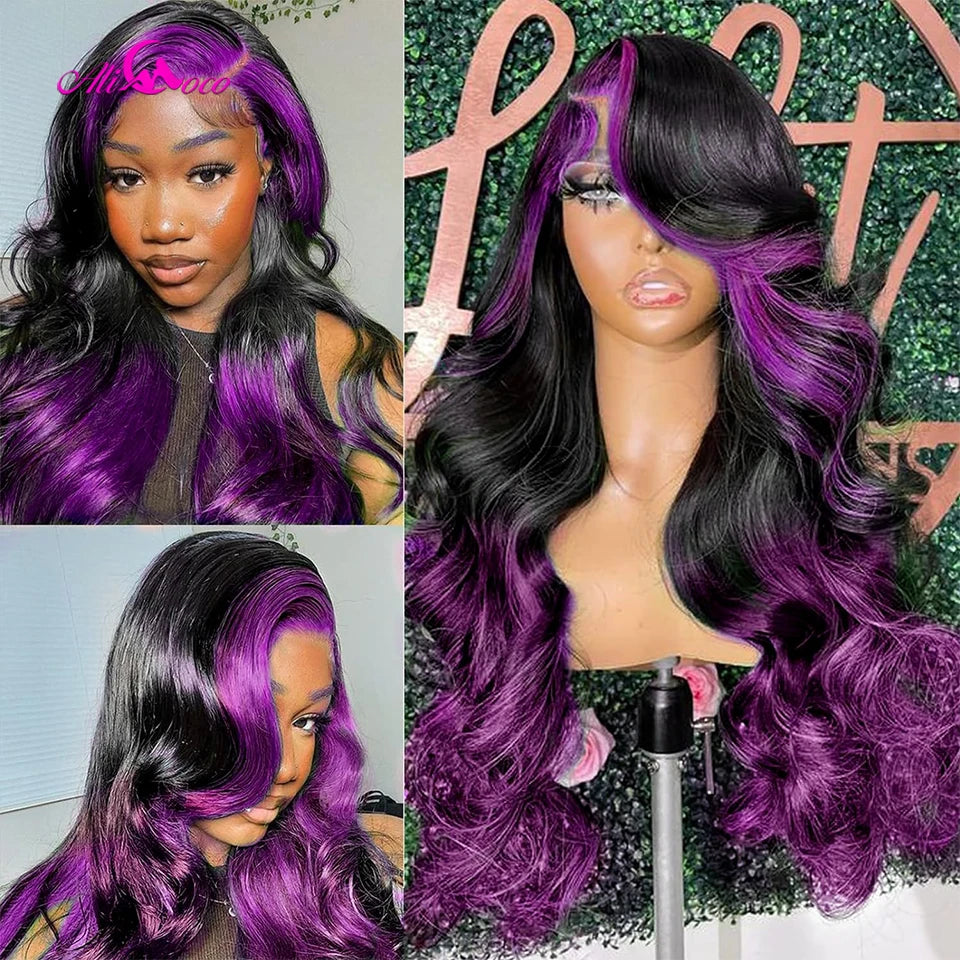 Natural Color Purple Highlight Body Wave Unit
