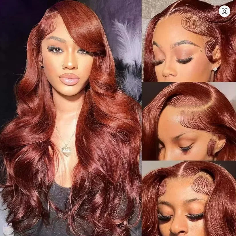 Glueless Reddish Brown Body Wave Unit