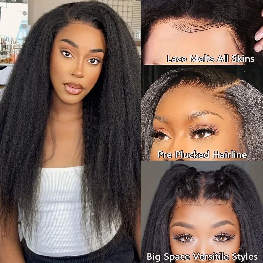 300% Density 360 Lace Kinky Yaki Straight Preplucked Unit