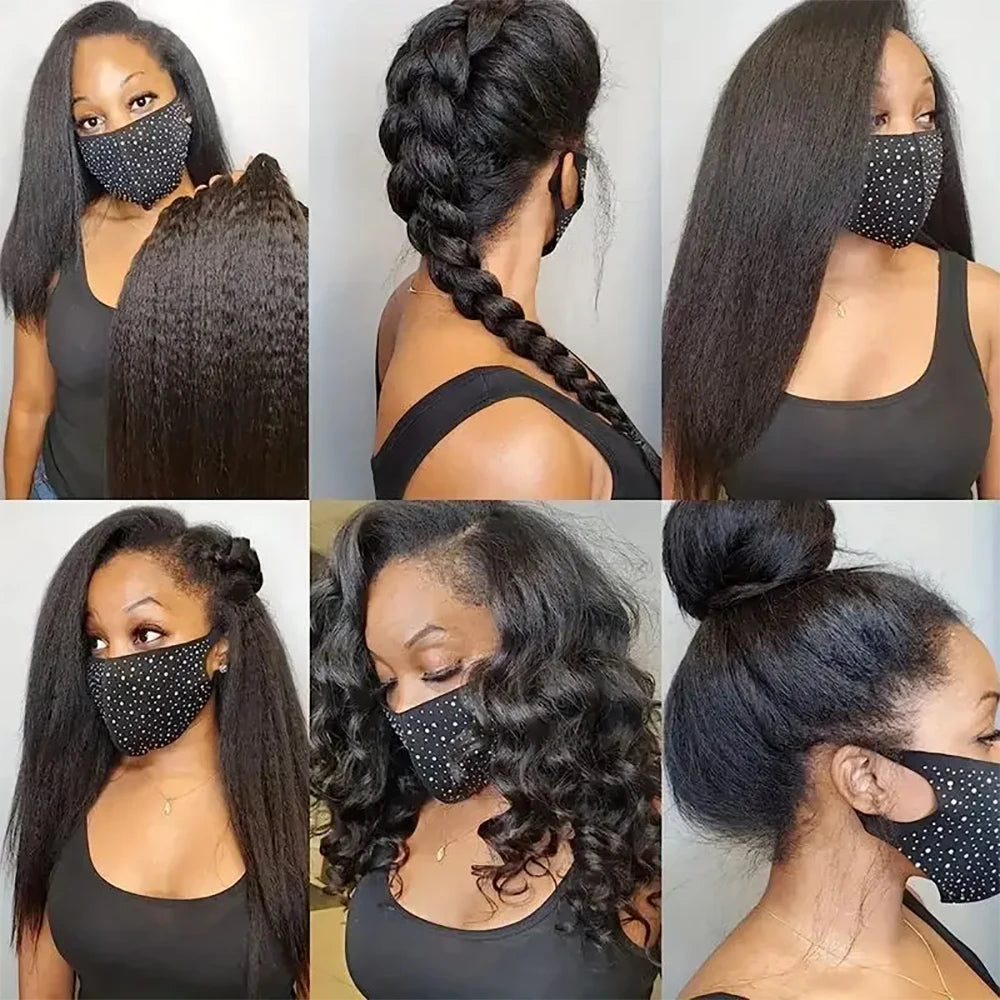300% Density 360 Lace Kinky Yaki Straight Preplucked Unit
