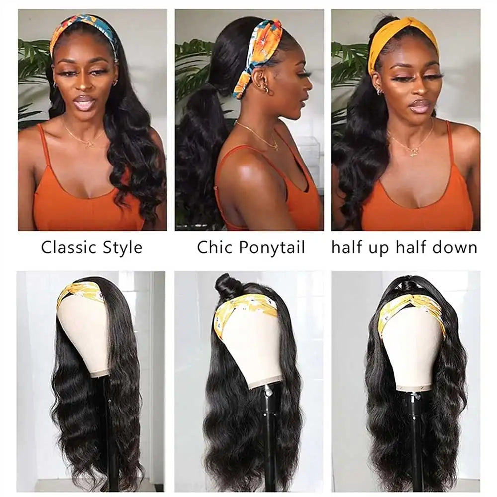 Natural Color 200% Density Headband Human Hair Unit
