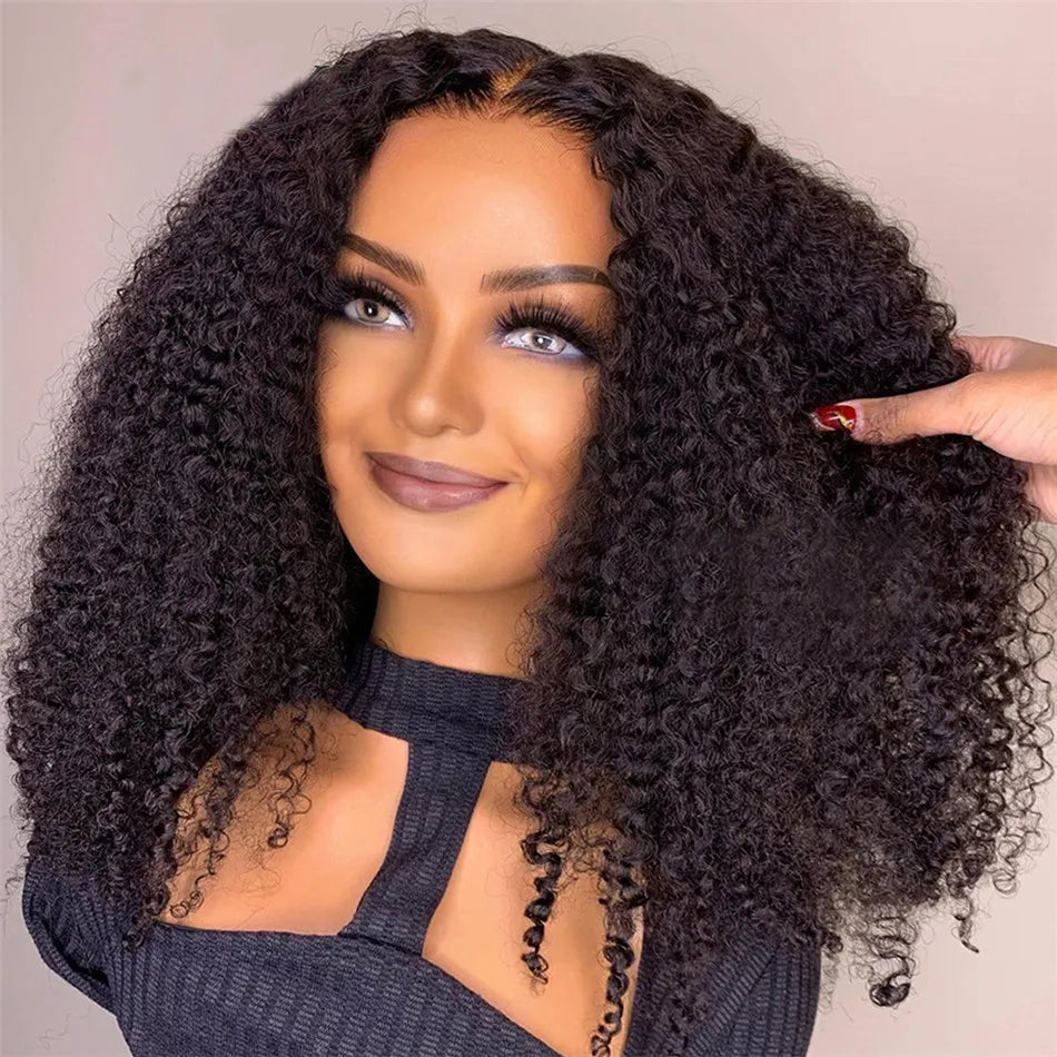 Natural Color Glueless Kinky Curly Unit