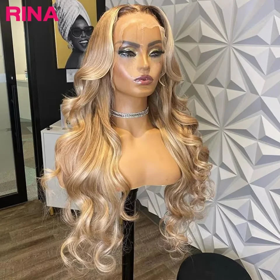 Ombre Blonde Dark Root Body Wave Unit