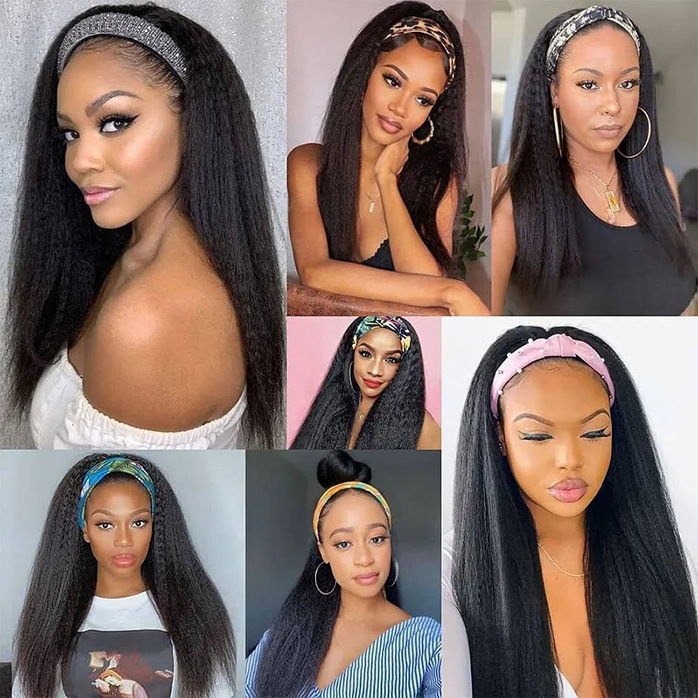Natural Color Kinky Straight Headband Unit