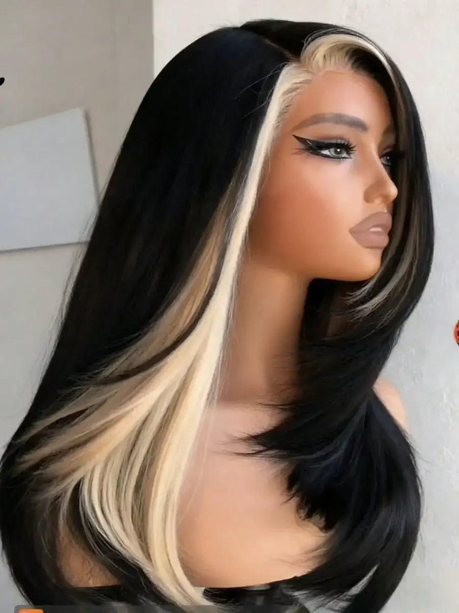 White Highlight Bone Straight Glueless Unit