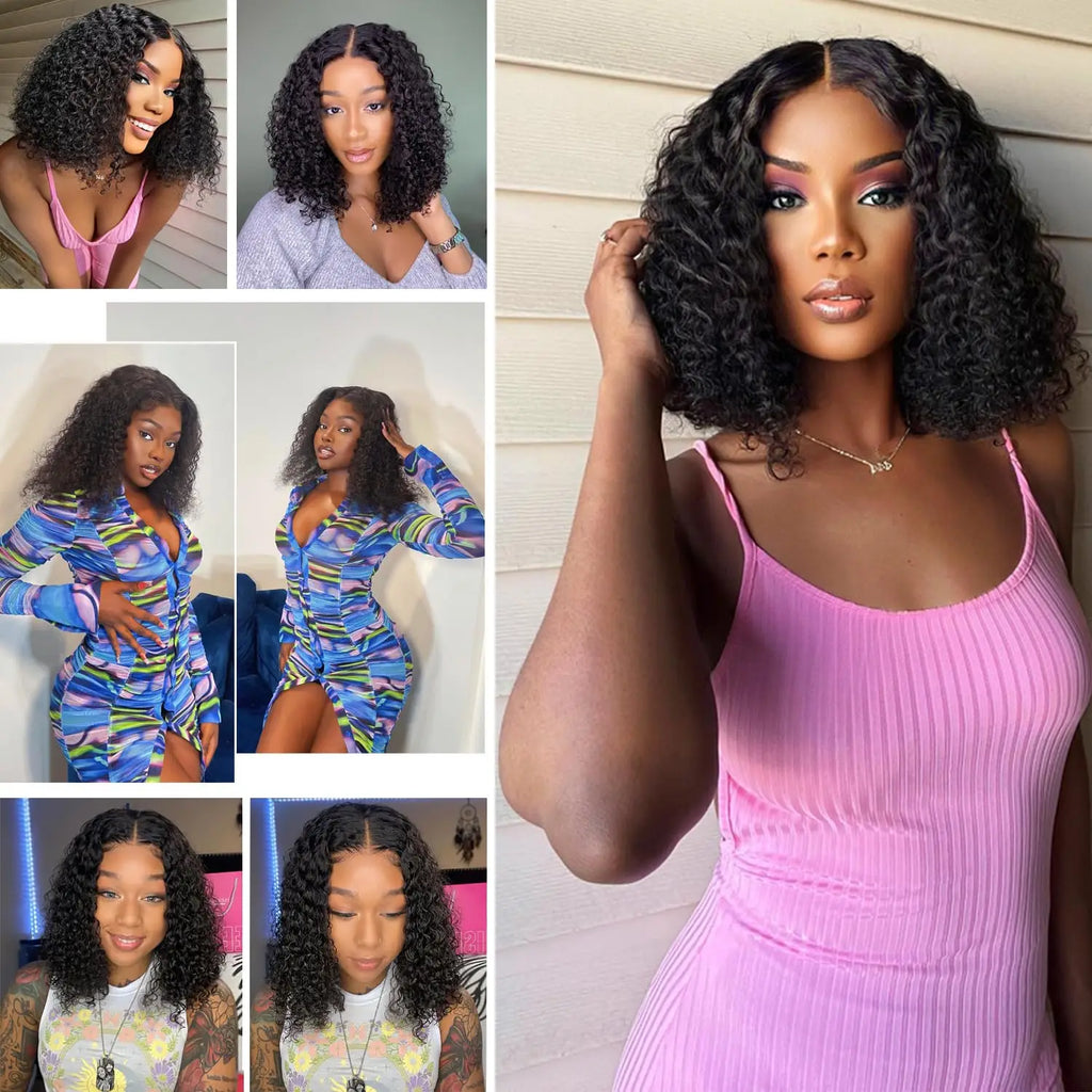 Ready to Wear Natural Color Glueless Pre-Plucked Kinky Curly Bob