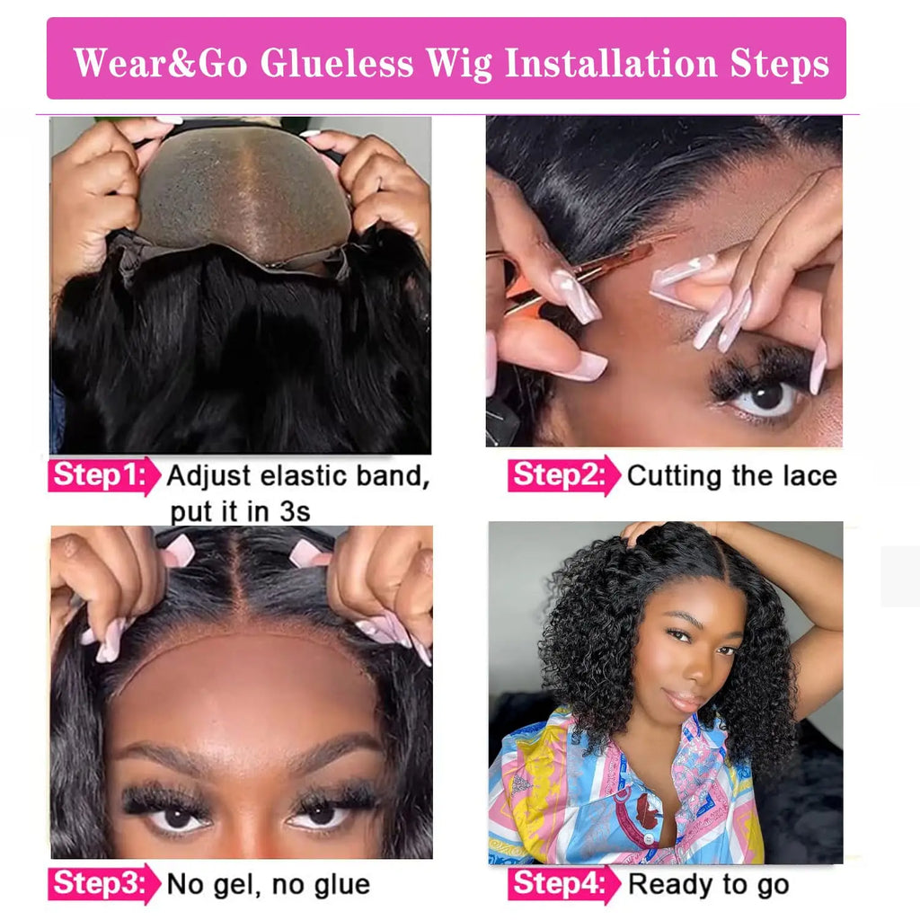 Ready to Wear Natural Color Glueless Pre-Plucked Kinky Curly Bob