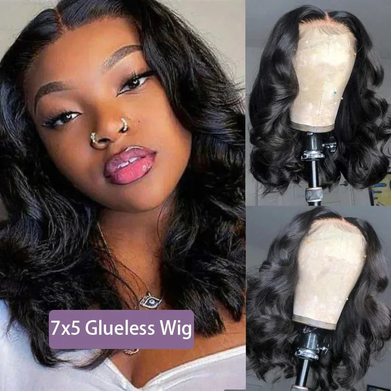 Natural Color Glueless Pre-Plucked Body Wave Bob Unit