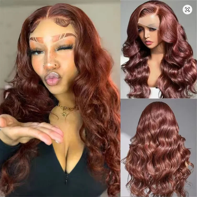 Glueless Reddish Brown Body Wave Unit