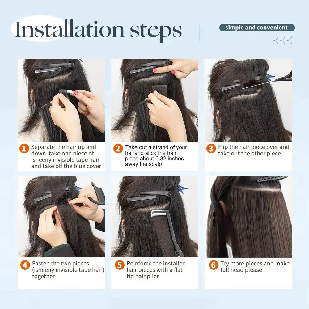 Invisible Seamless Natural Color 60G-360G Tape In Extensions