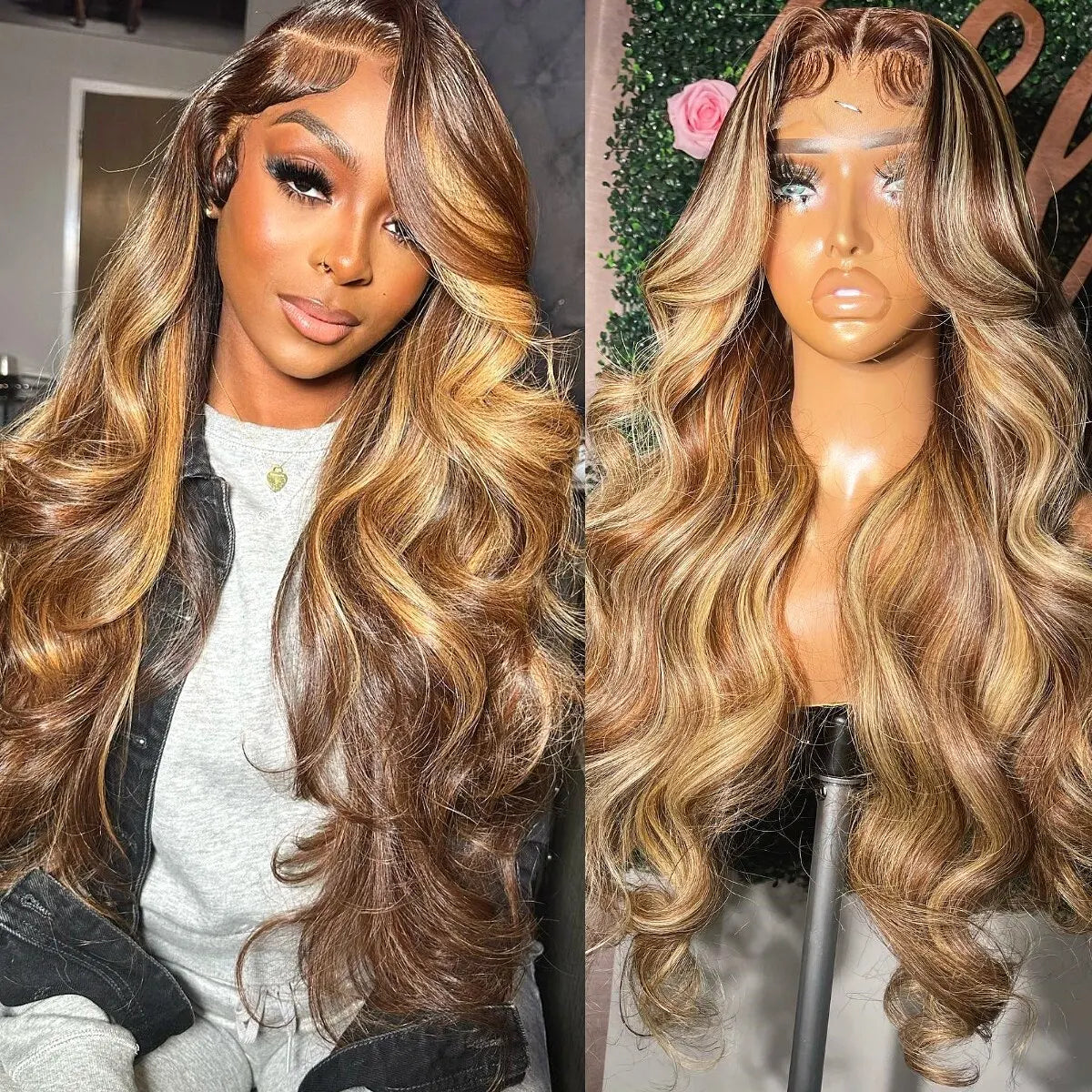 Honey Blonde Highlight Ombre Body Wave Unit
