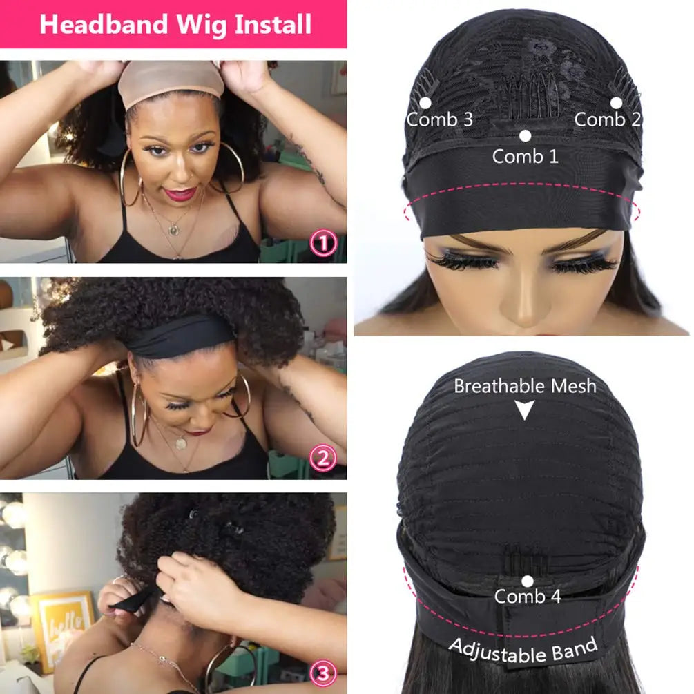 Natural Color Water Wave Headband Unit