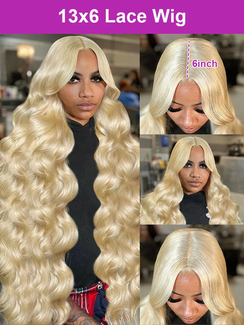 613 Blonde 250 Density Body Wave Transparent Lace Unit