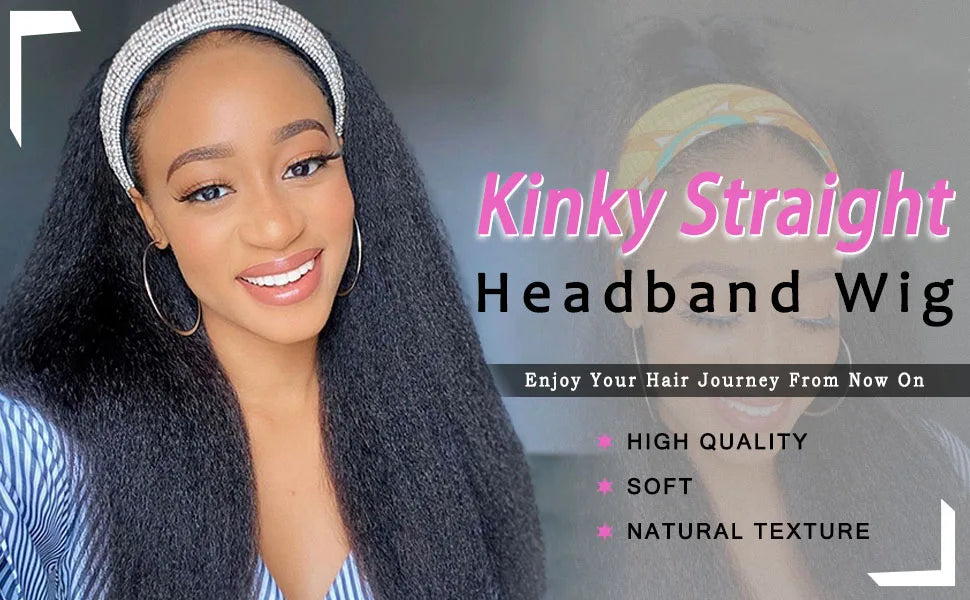 Natural Color Kinky Straight Headband Unit