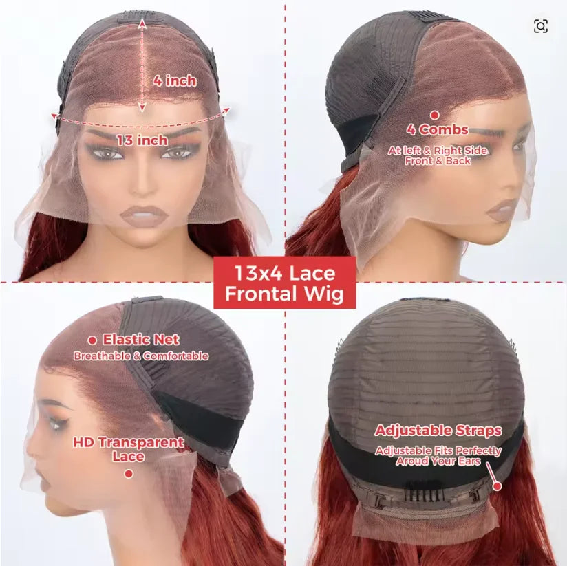Glueless Reddish Brown Body Wave Unit