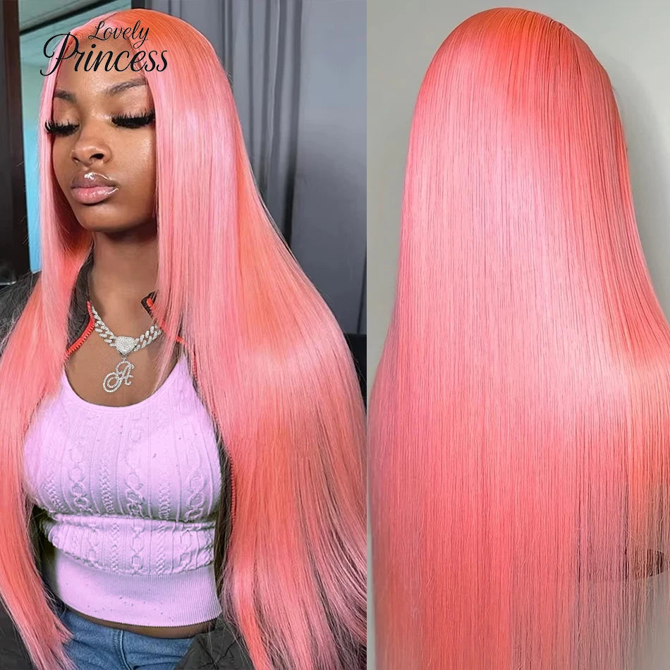Pink Straight Human Hair Unit