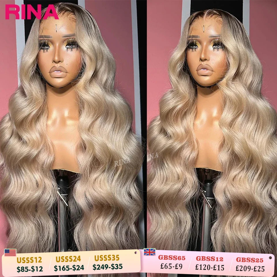 Ombre Blonde Dark Root Body Wave Unit