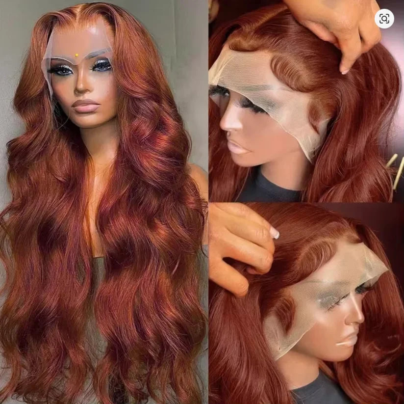 Glueless Reddish Brown Body Wave Unit