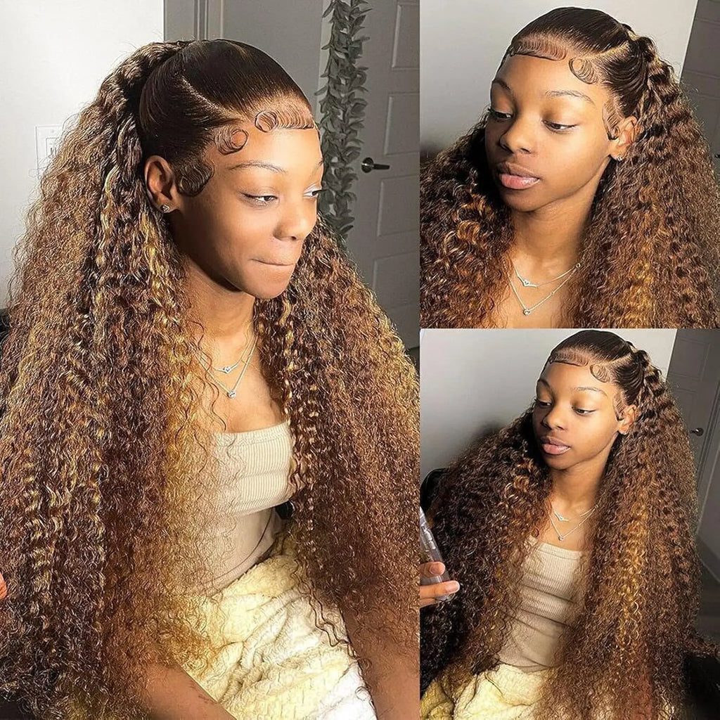 P4/27 (Brown) Blonde Highlight Ombre Water Wave Unit