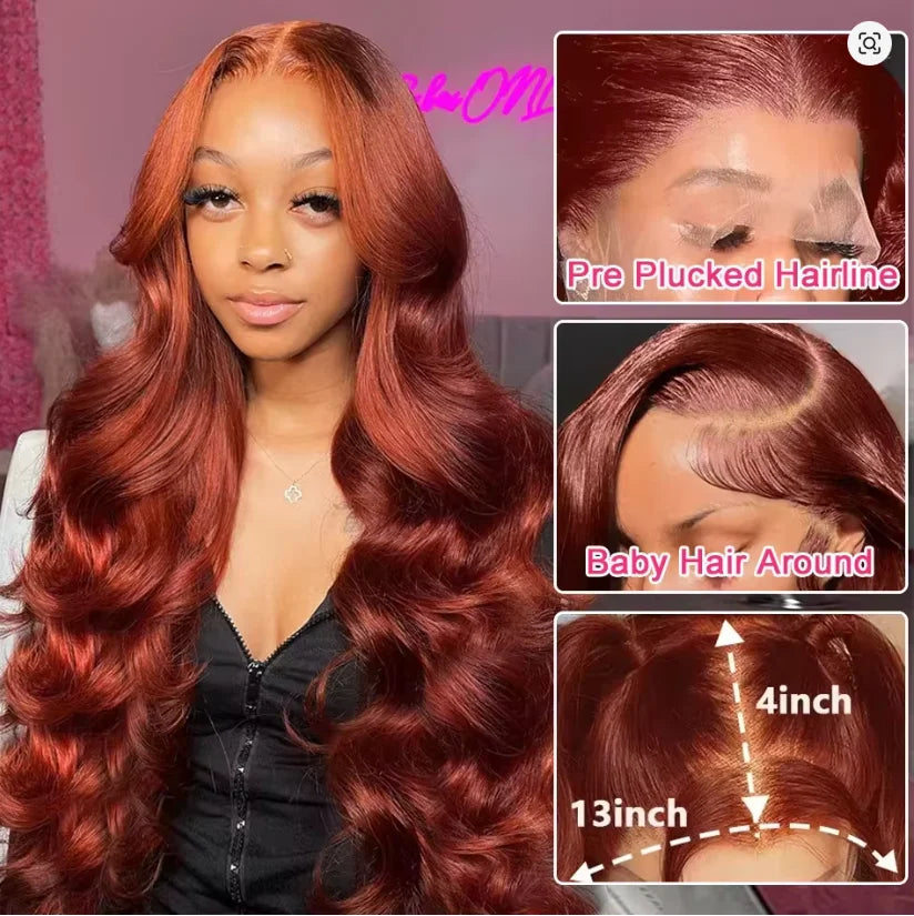 Glueless Reddish Brown Body Wave Unit