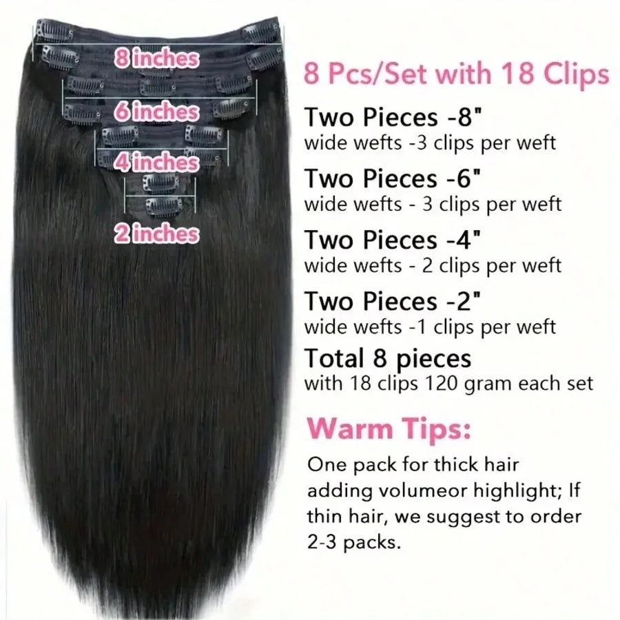 8 Piece Clip In Set