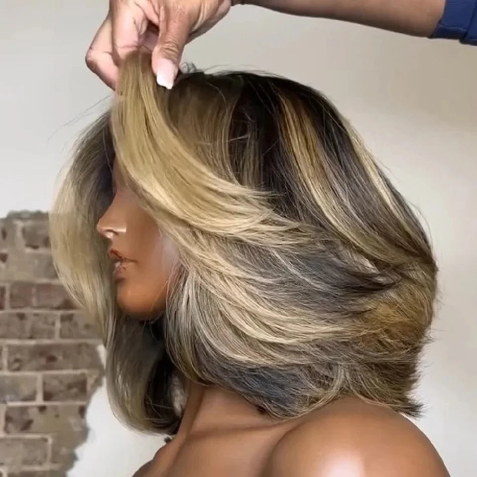 Brown/Blonde Highlighted Bob Unit