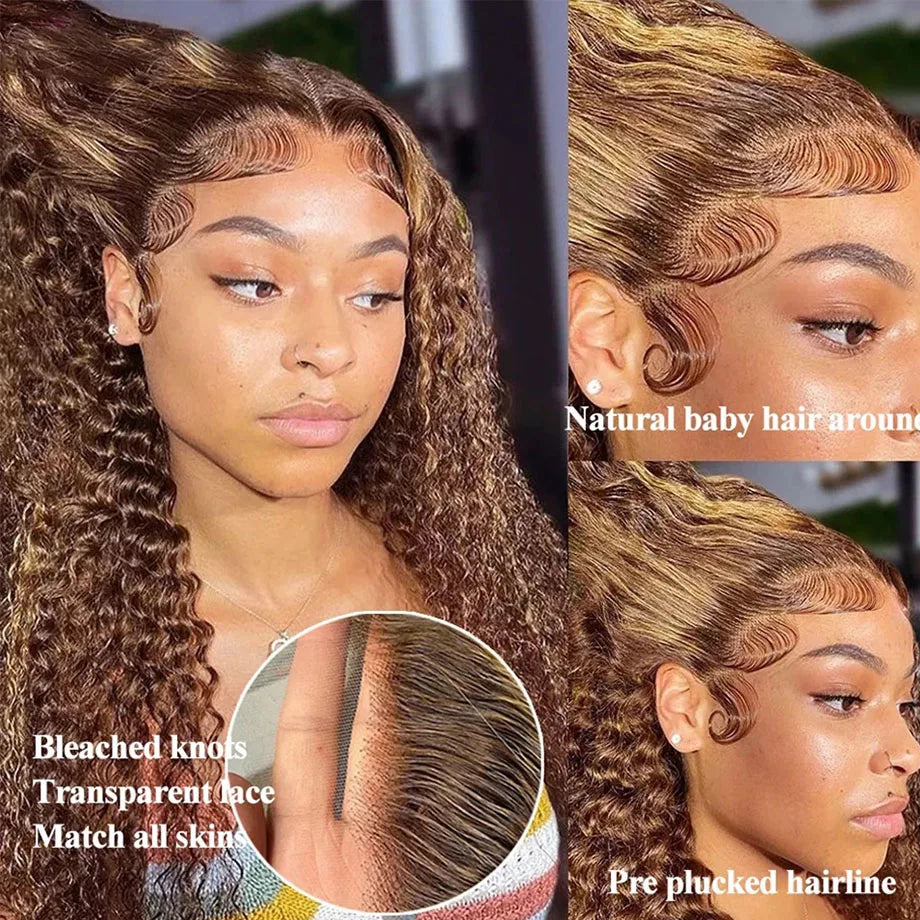 P4/27 (Brown) Blonde Highlight Ombre Water Wave Unit