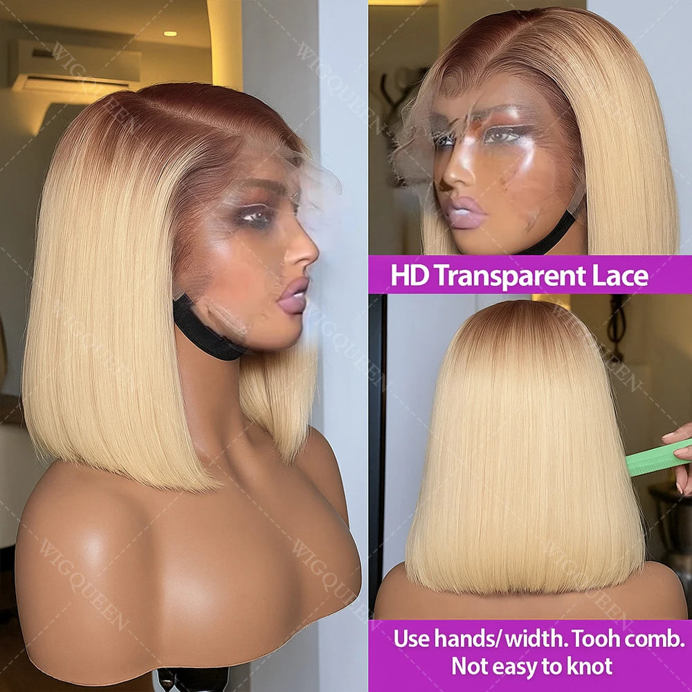 Highlight Short Bob with Dark Roots