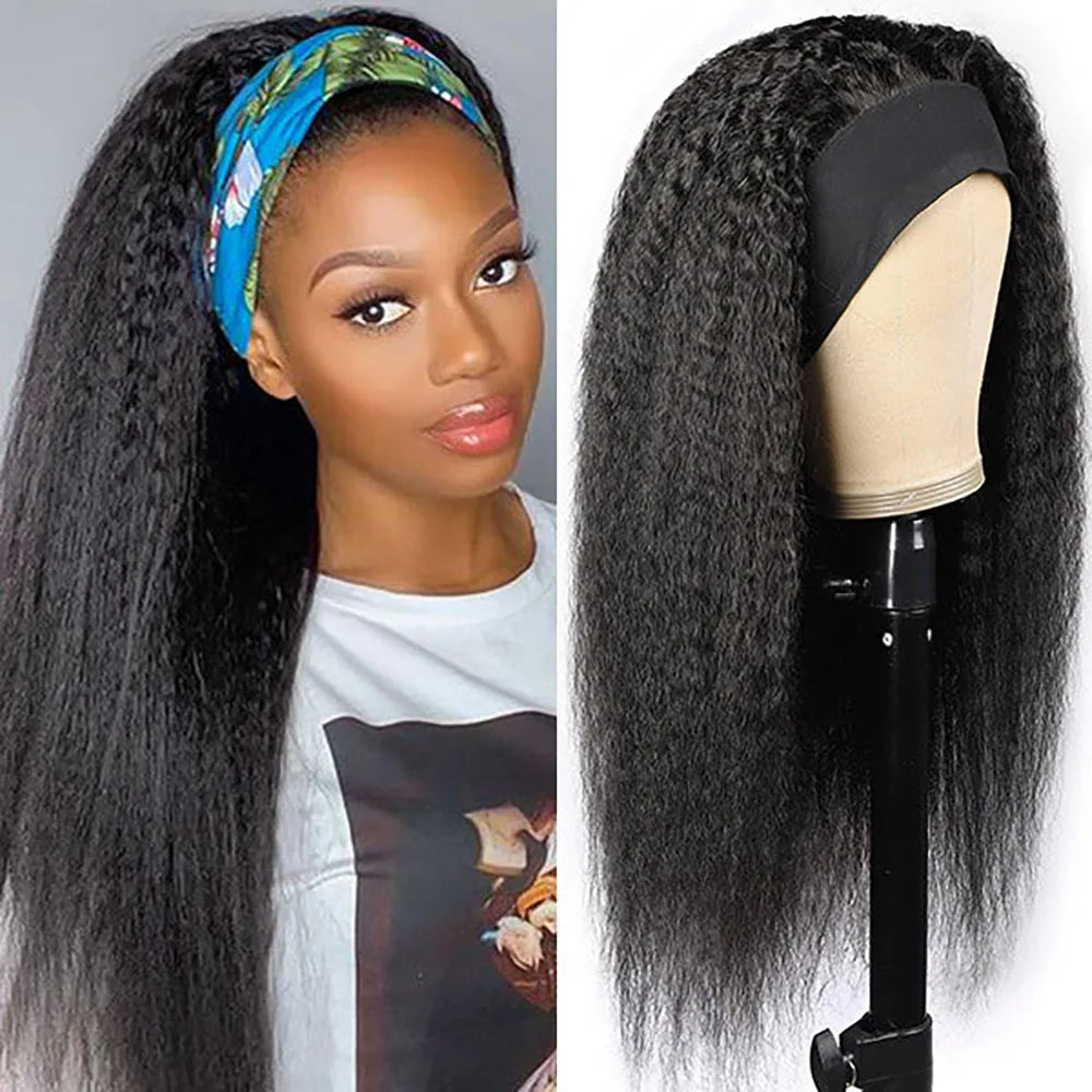 Natural Color Kinky Straight Headband Unit